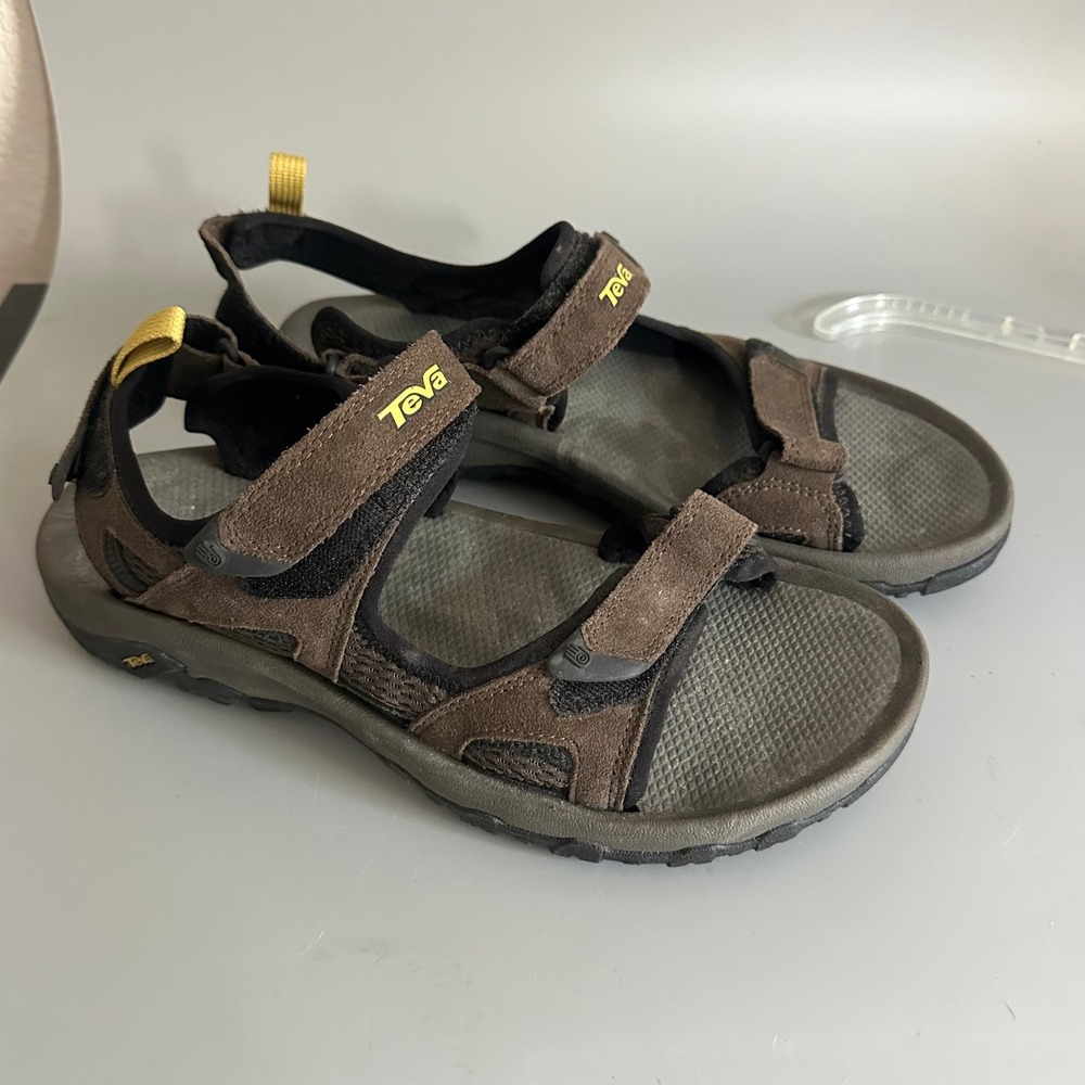 Teva Tanza Mens Brown Suede Sport Sandals Hiking Water Shoes Size 9 4146